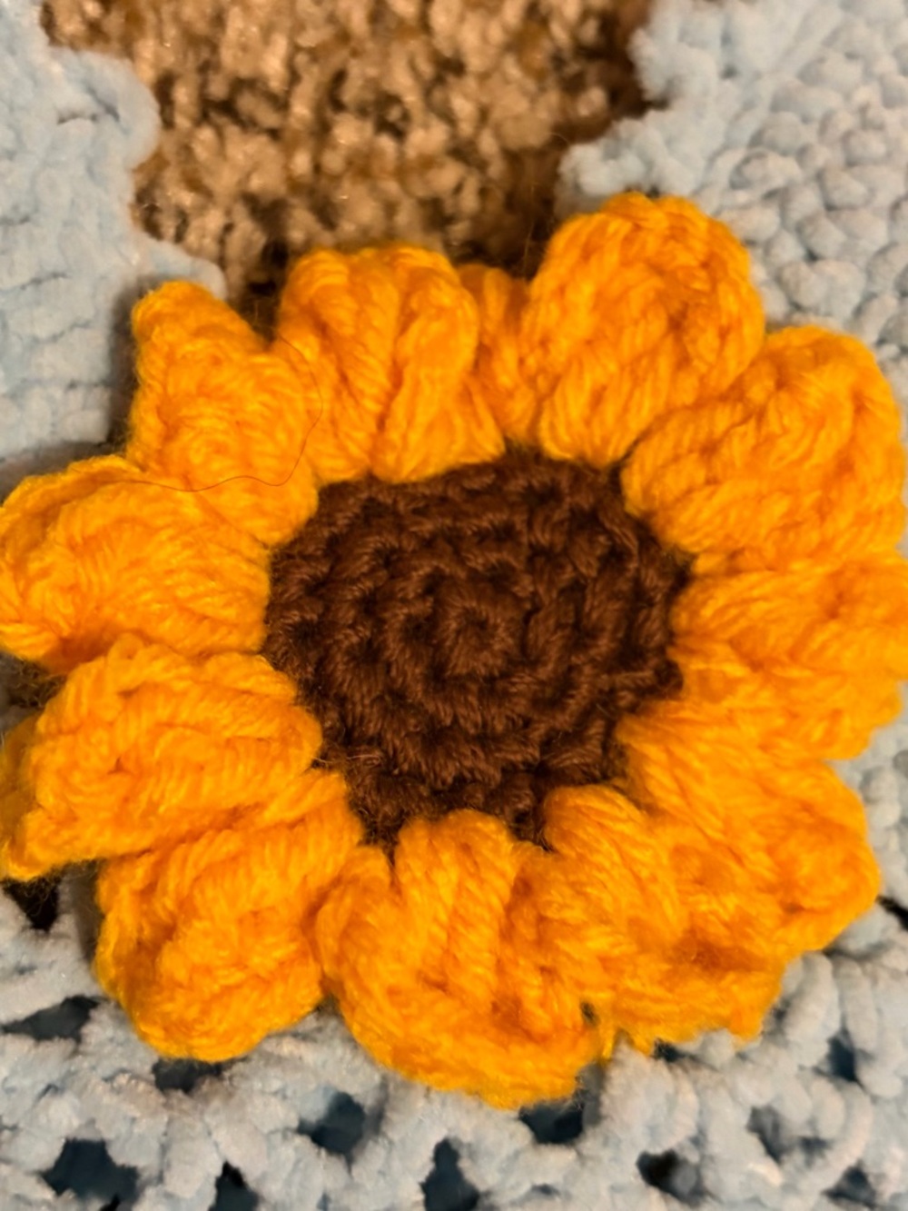 Handmade Crochet Light Blue Sunflower Top - Picture 4 of 4